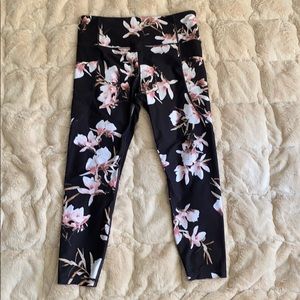 Black Floral Print Athleta Leggings